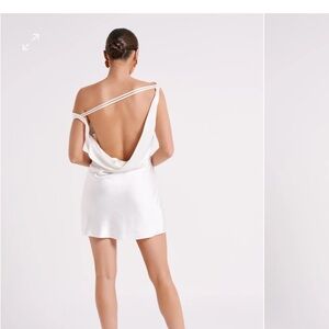 Meshki Yvette white off shoulder mini dress